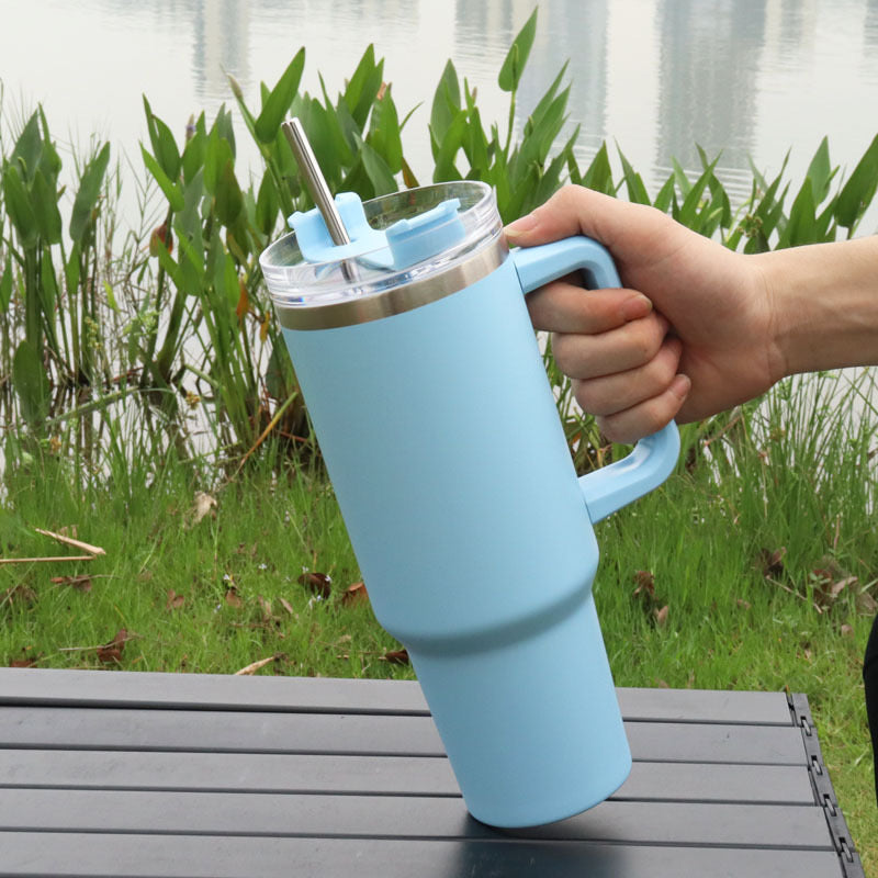 Light Blue 1200ML Insulated Tumbler with Handle for Hot and Cold Beverages
