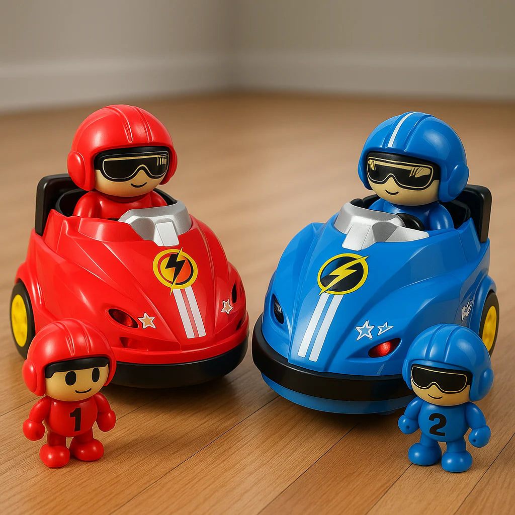 Remote control bumper car toy - blue and red 360 spin design