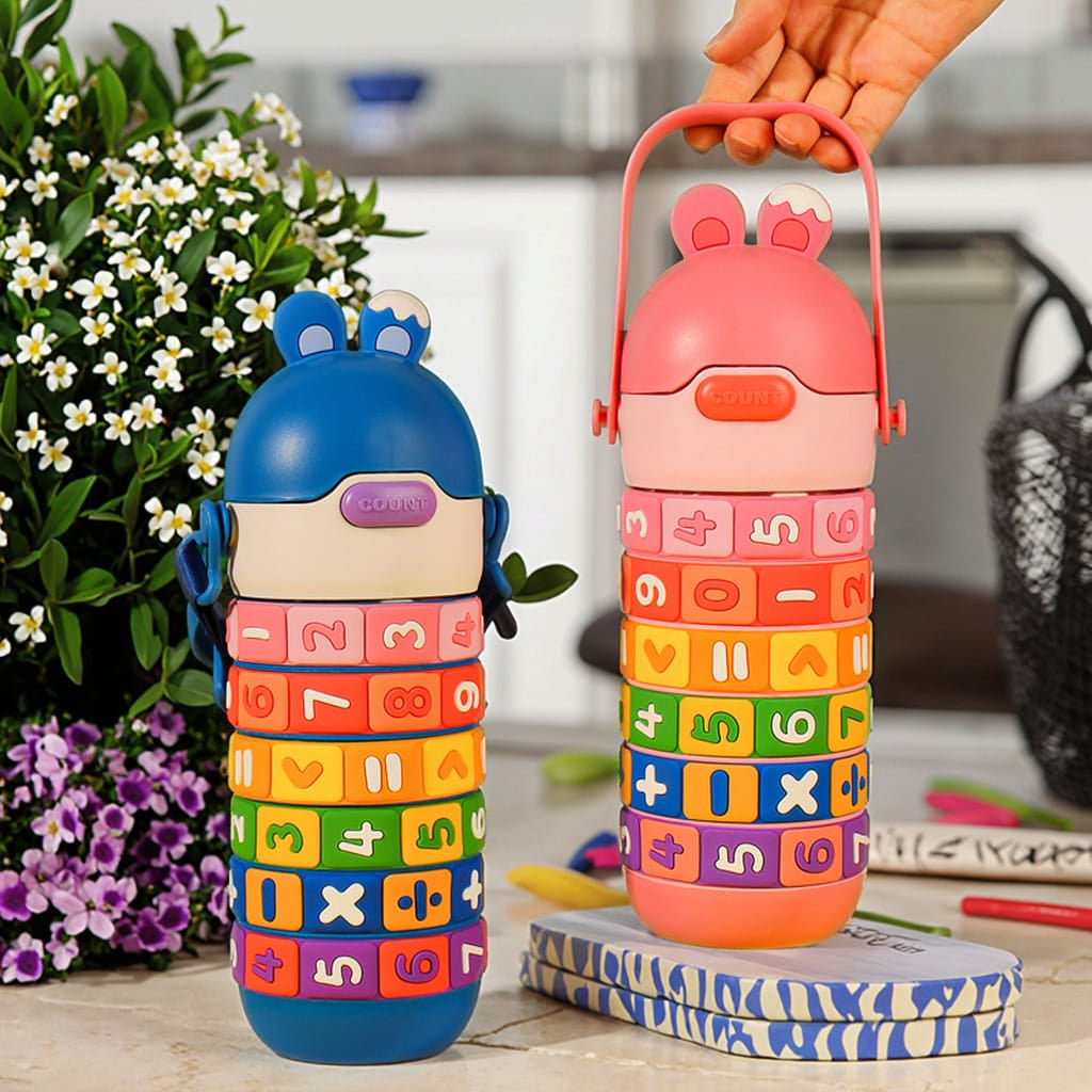 Bear shaped stacking tumbler with math number rings for toddlers