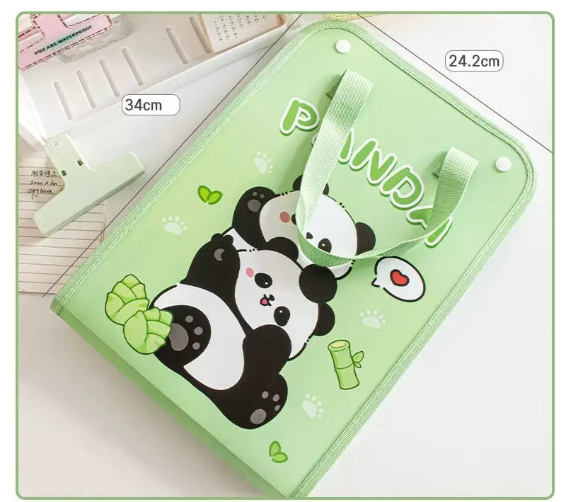 🐼 Cute Panda 13-Layer Document Organizer Bag Stylish | Waterproof | School & Office Essential