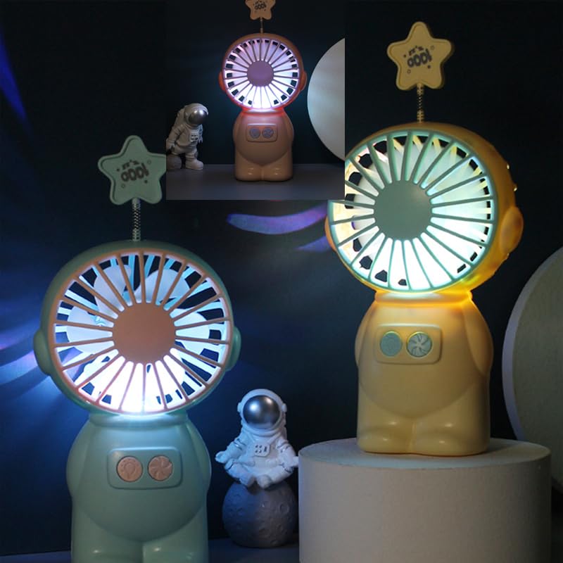 Astronaut Mini Fan USB Portable Handheld Desktop Portable Fan with LED Light for Kids Adults