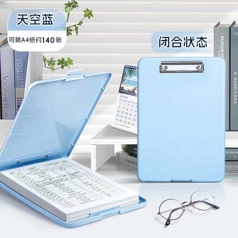 Blue storage clipboard organizer with document holder
