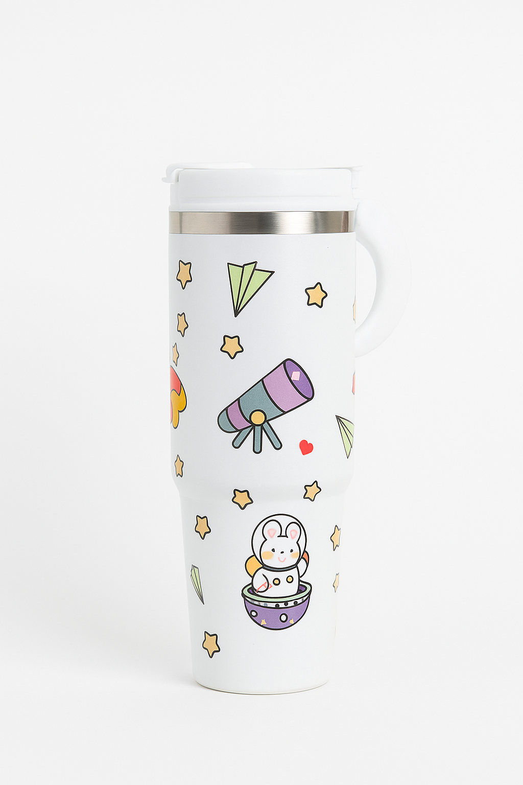 Cute Space Astronaut Stanley-Style Tumbler for Kids – 900ml Travel Mug