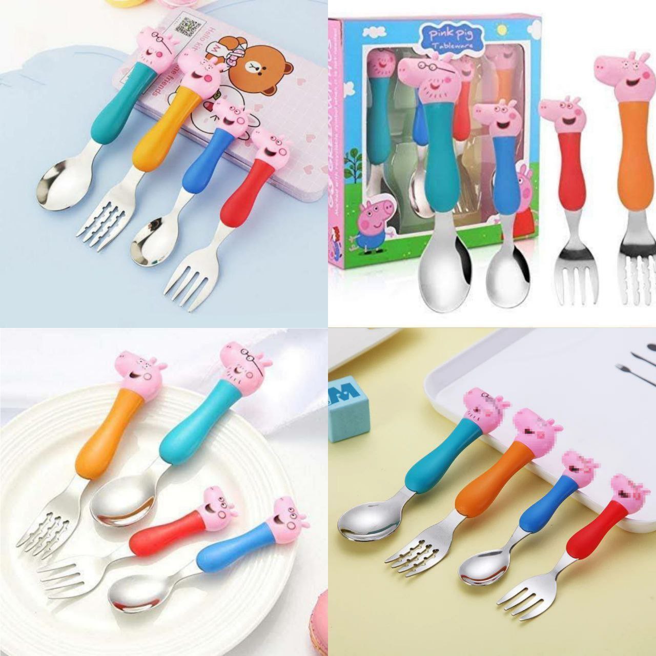 Cute cartoon spoon and fork set for toddlers