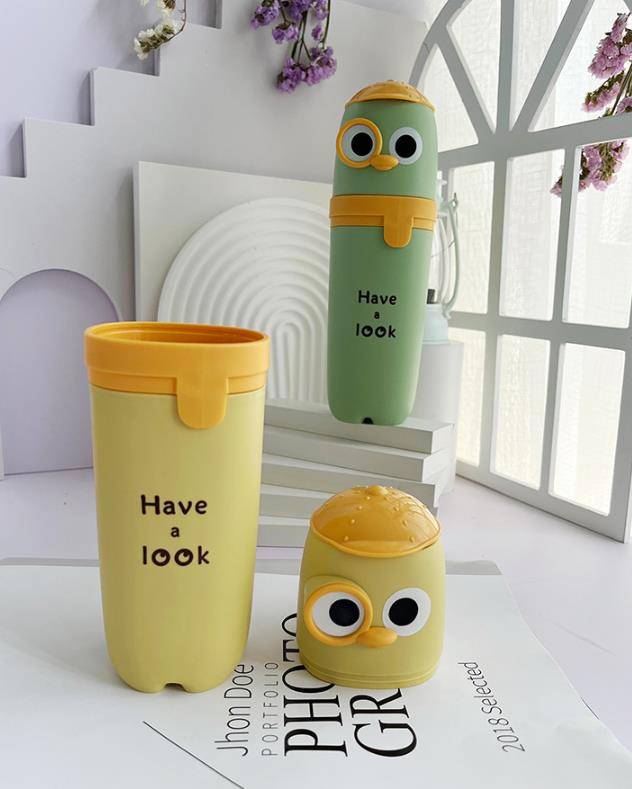 Funny Bird Pencil Pouch for Kids – Standing Pop-Top Storage Case (Green & Yellow) | “Have a Look” Design