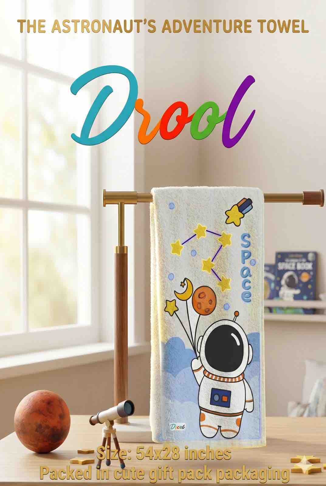Drool astronaut adventure towel for kids with space design, cute birthday return gift idea India