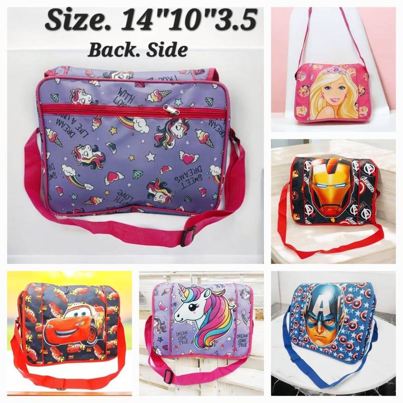Kids Cartoon Sling Bag Assorted Designs – School Travel Shoulder Bag for Boys and Girls