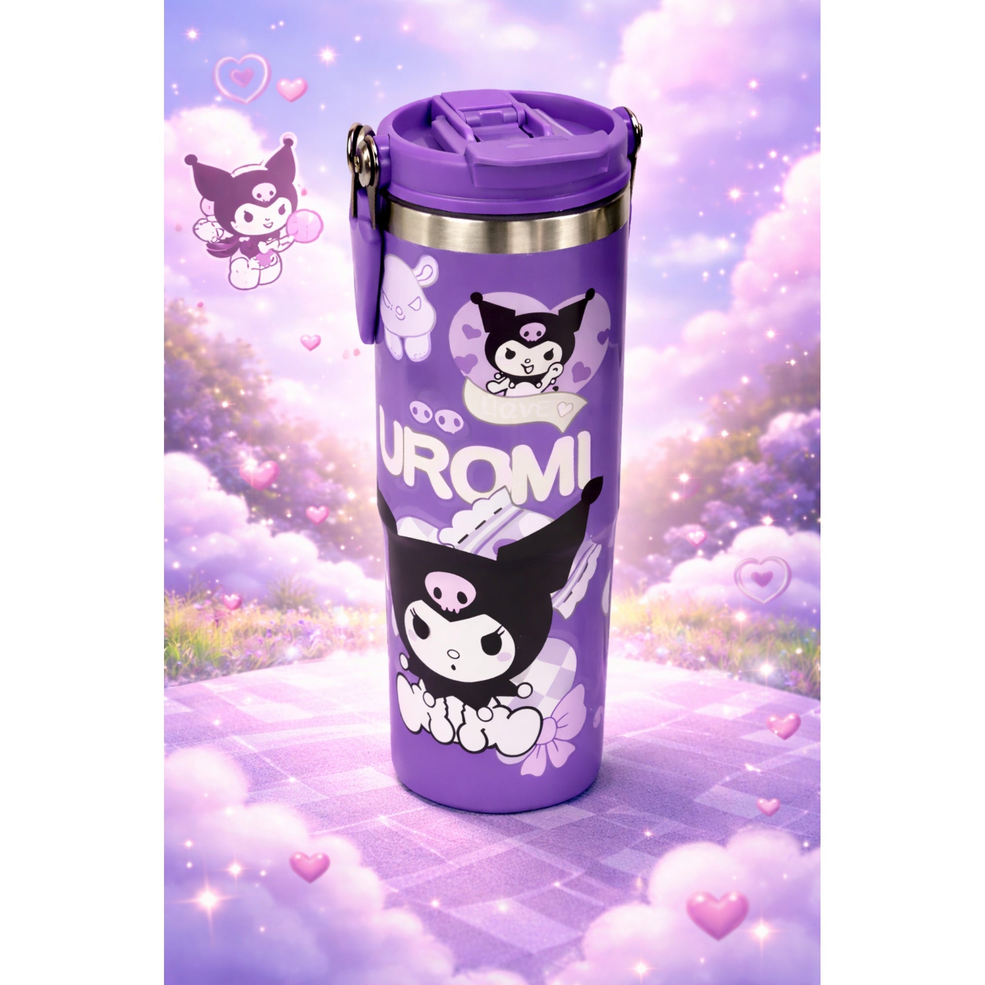 Kuromi Kids Water Bottle 900ml | Leak-Proof Stainless Steel