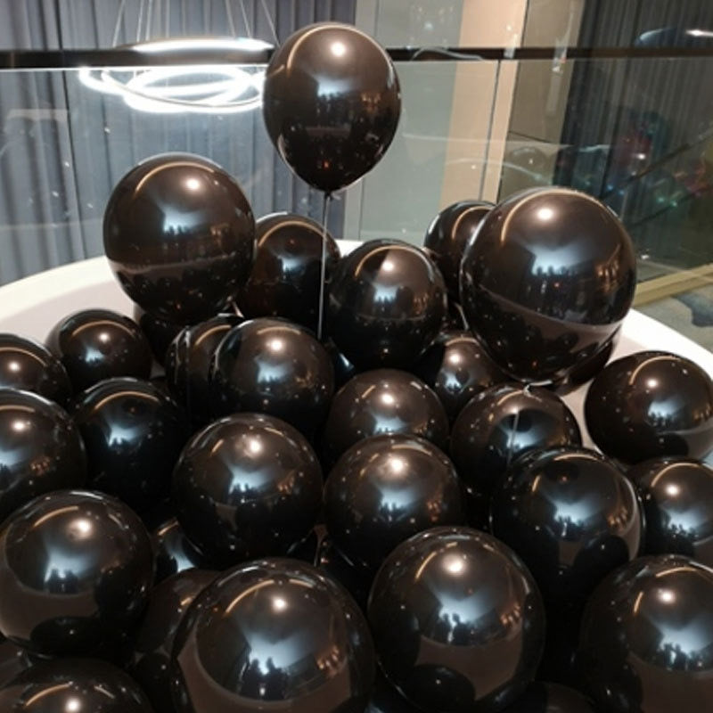 Glossy Black Latex Balloons for Birthday, Wedding, and Corporate Decor