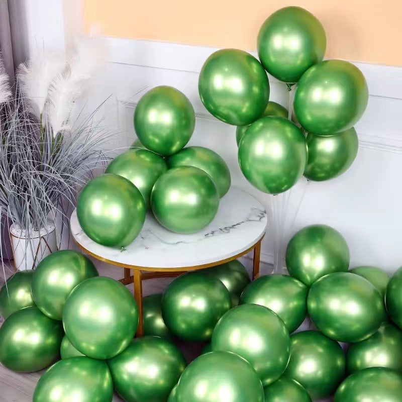 Shiny Green Latex Balloons for Wedding and Birthday Decor