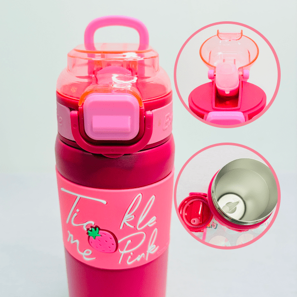 leak proof kids water bottle pink insulated design