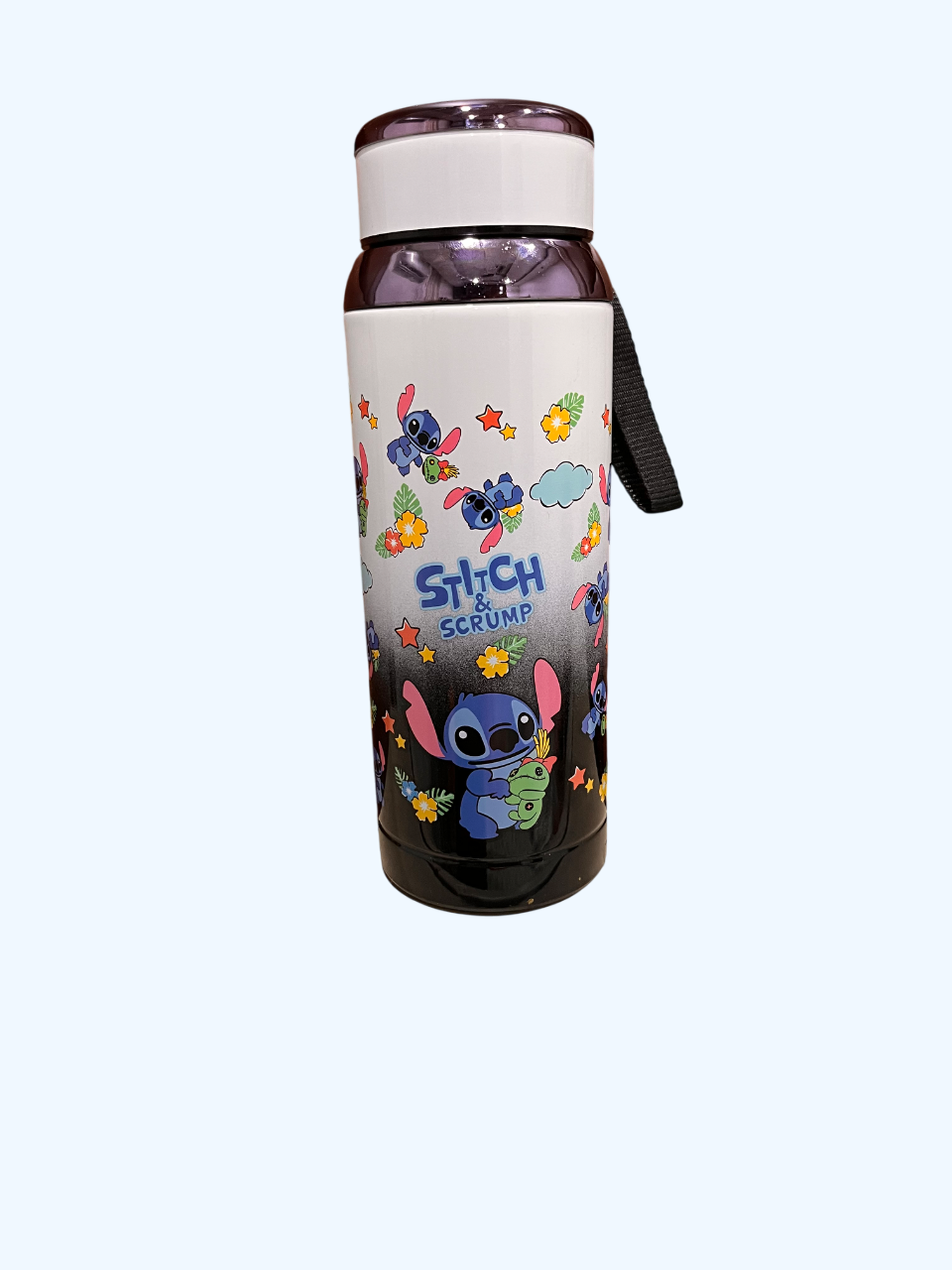 Stitch & Scrump Water Bottle – Cute Cartoon Insulated Drink Flask with Strap
