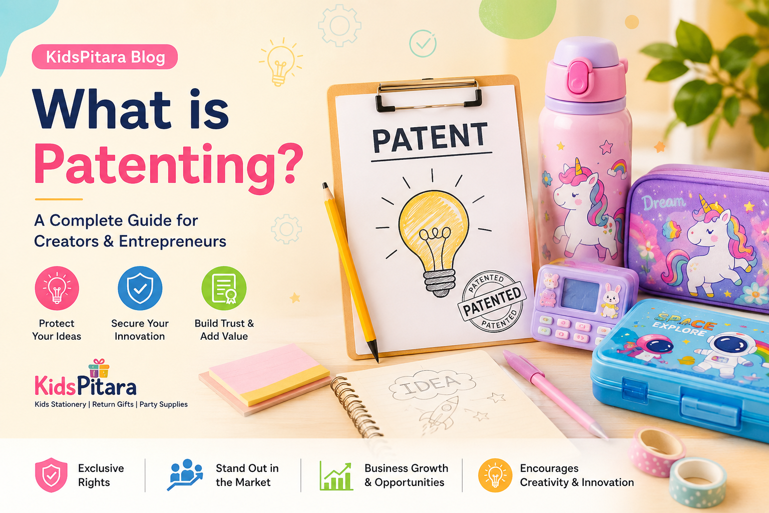 What is Patenting? KidsPitara blog explaining how patents protect innovative product ideas for entrepreneurs and businesses