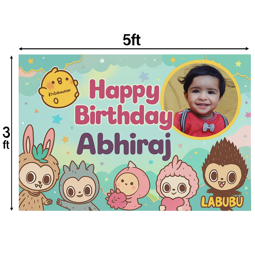 Personalized kids birthday banner with colorful cartoon theme – blog banner for KidsPitara.in