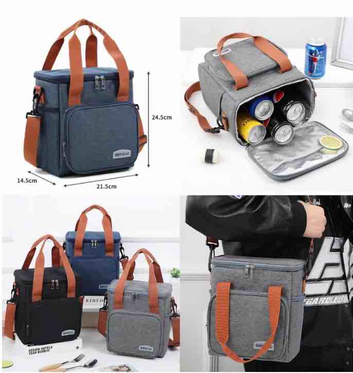 Insulated Cooler Lunch Bag with Adjustable Strap - Leakproof Thermal Tote for Kids, School & Office
