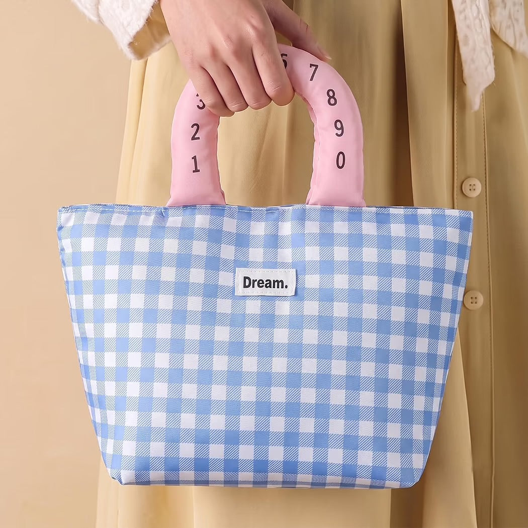 Dream. Trendy Tote Bag with Number Print Padded Handle – Casual Handbag for Women & Girls