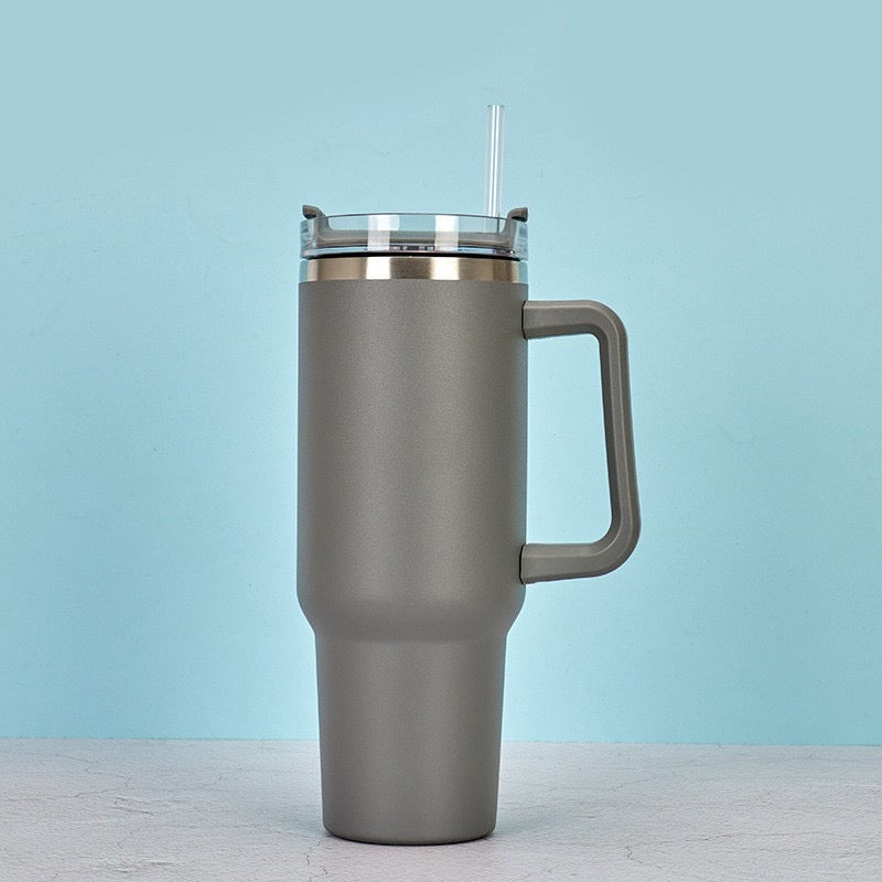 Grey 1200ML Insulated Tumbler with Handle – Hot and Cold Stainless Steel Mug for Office & Travel