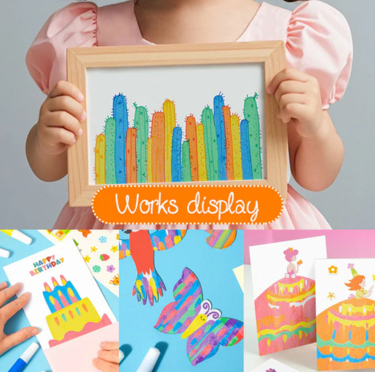 Magic Water Coloring Pen Art Set for Kids – Reusable Painting Cards (6 Pens, 7 Colors)