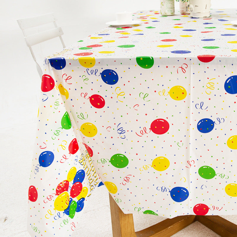 Happy birthday tablecloth size 274x137cm balloon print party table cover