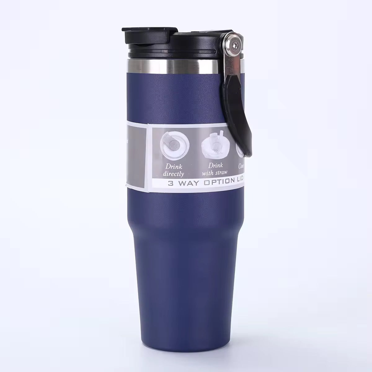 900ml Stainless Steel Vacuum Insulated Tumbler with Handle & Straw Lid – Leakproof Hot & Cold Travel Mug