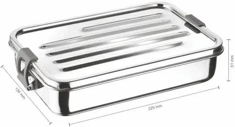 Nayasa steel lunch box dimensions 225x130x51mm with locking lid