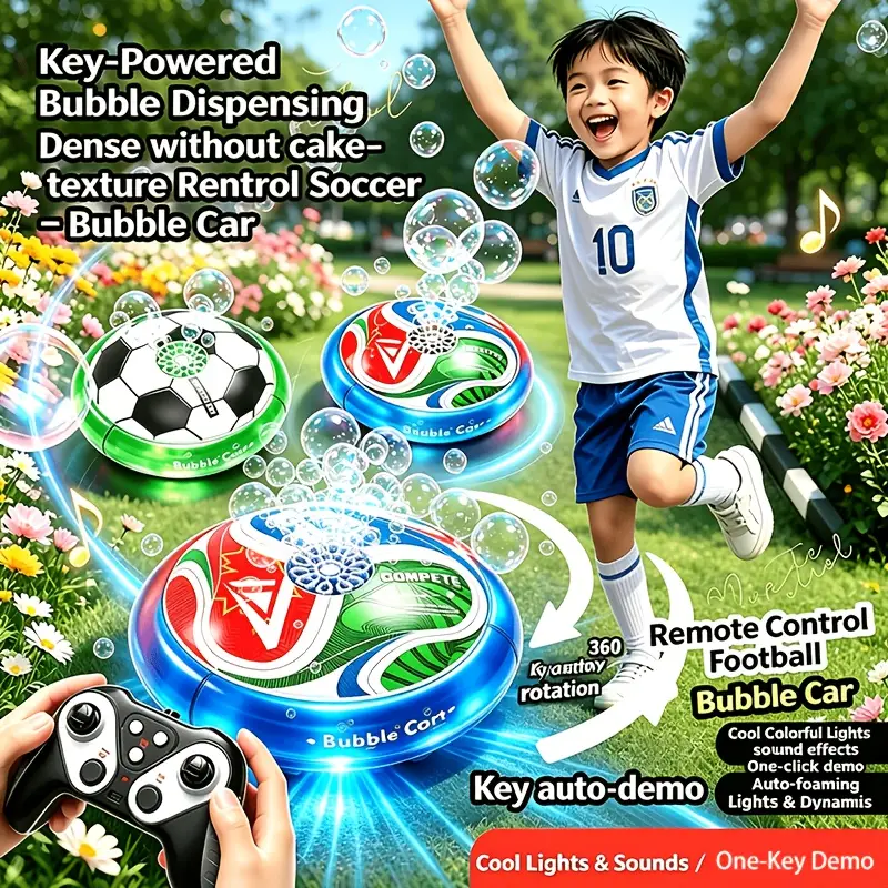 Bubble Car remote control, bubble solution, battery and USB charging cable included