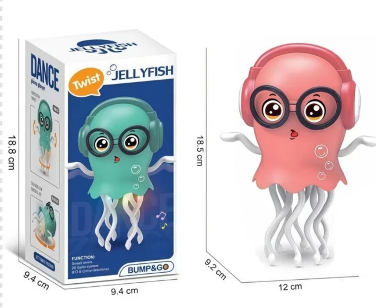 Dance Jellyfish toy box packaging with size dimensions 18.5cm x 12cm x 9.2cm
