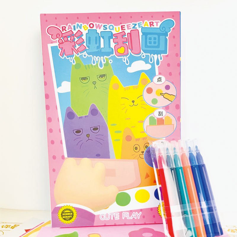 Magic Water Coloring Pen Art Set for Kids – Reusable Painting Cards (6 Pens, 7 Colors)