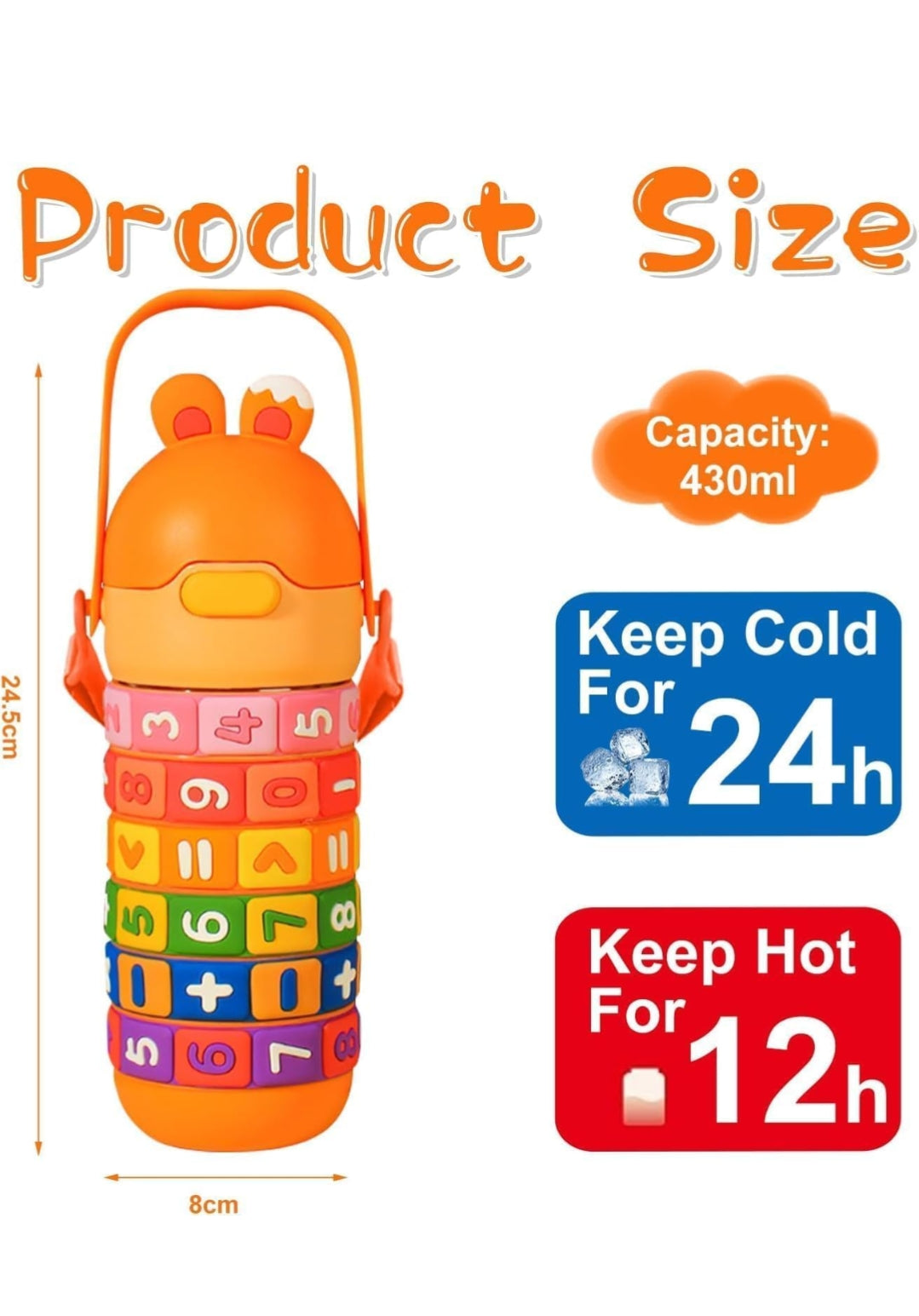 Bear Math Number Stacking Tumbler - kids educational water bottle with number blocks