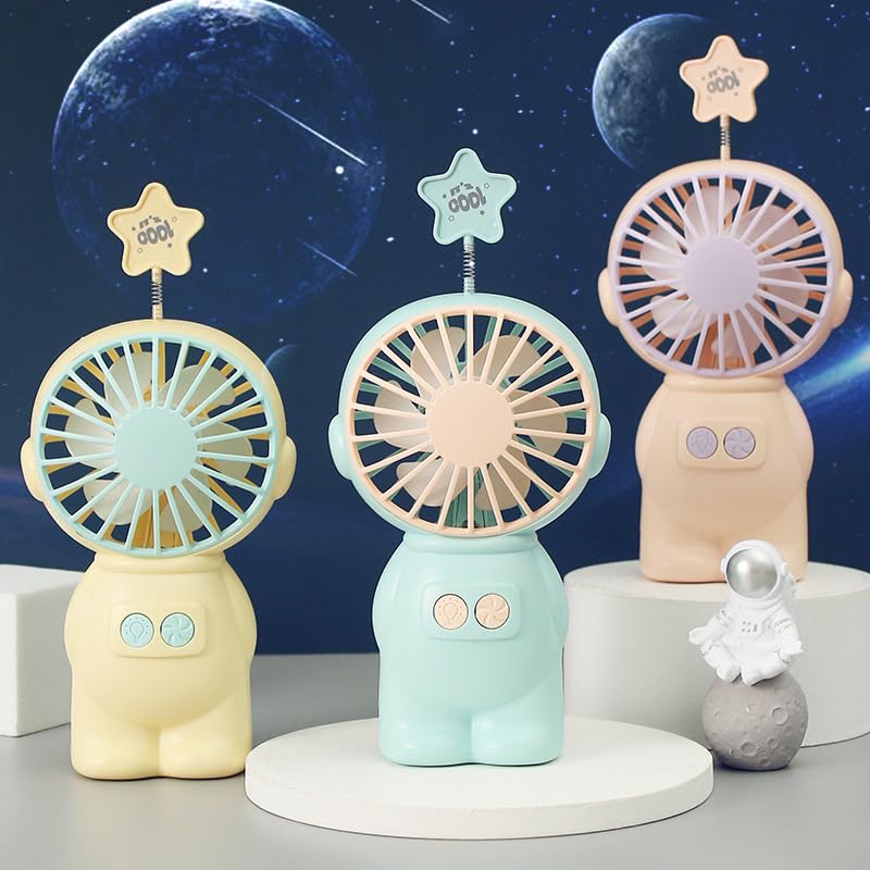 Astronaut Mini Fan USB Portable Handheld Desktop Portable Fan with LED Light for Kids Adults