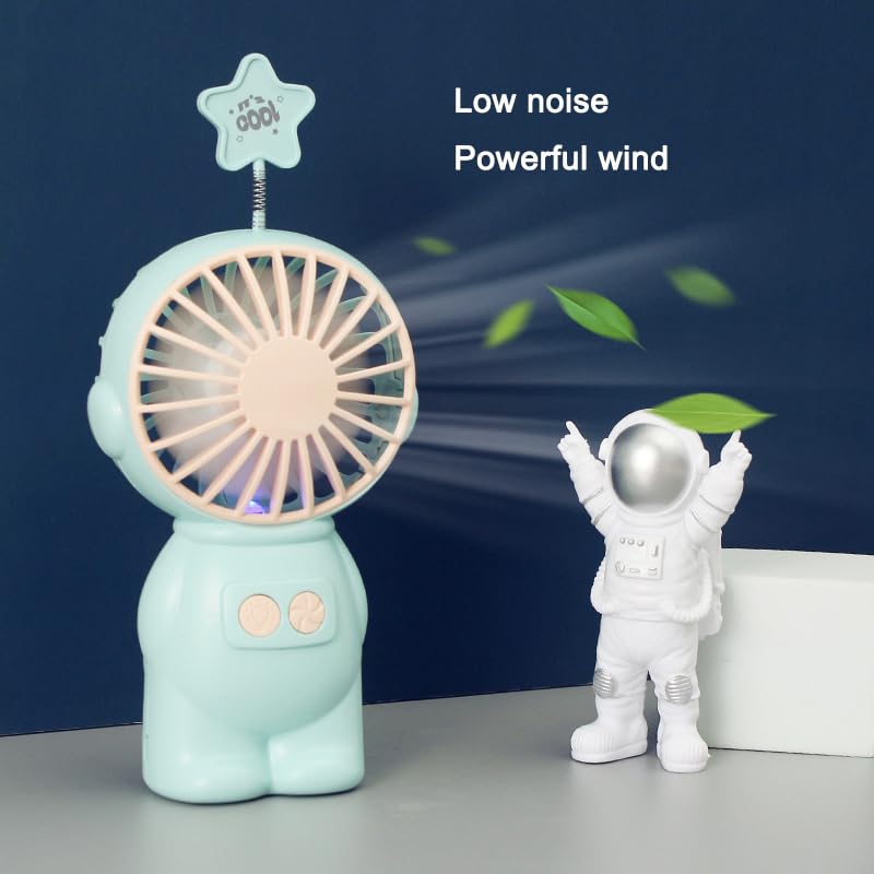 Astronaut Mini Fan USB Portable Handheld Desktop Portable Fan with LED Light for Kids Adults
