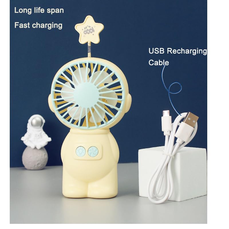 Astronaut Mini Fan USB Portable Handheld Desktop Portable Fan with LED Light for Kids Adults