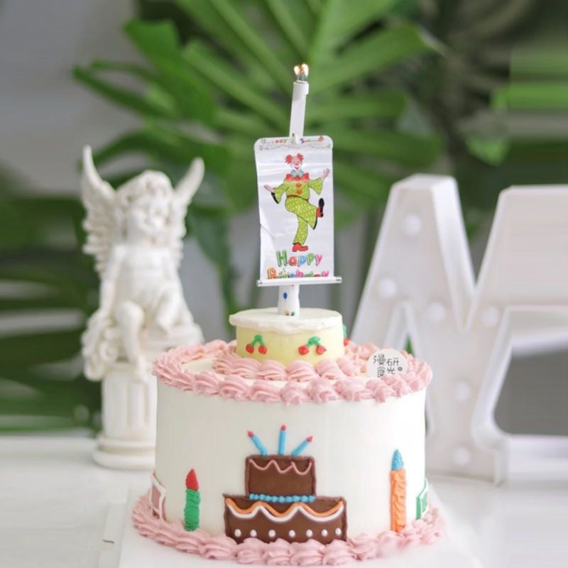 Birthday Card Candle with Clown Design – Cute Decorative Cake Topper