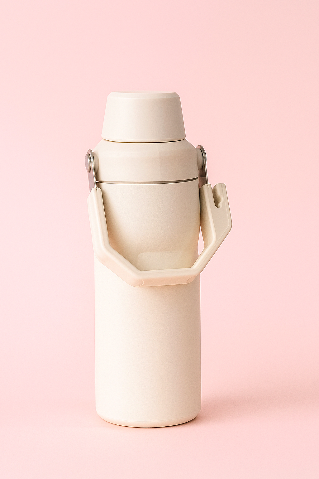Minimalist Insulated Bottle – Hot & Cold Thermos with Handle (Cream Beige)