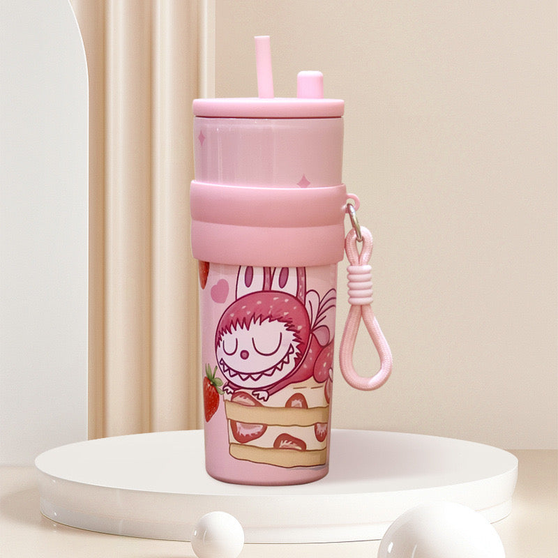 Cute Cartoon Stainless Steel Tumbler with Straw | Insulated Travel Mug for Kids & Adults- 1200ML