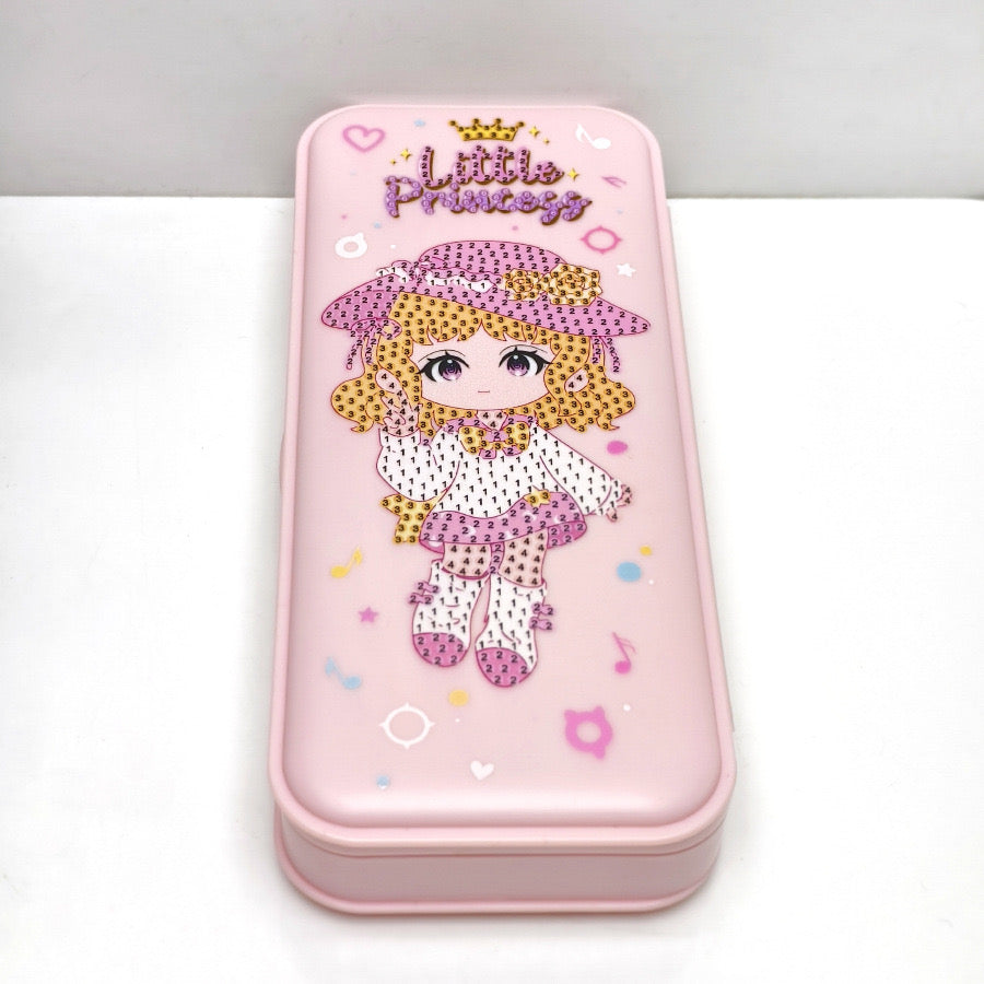 DIY Little Princess Pink Pencil Box Kit with Diamond Art Beads for Girls