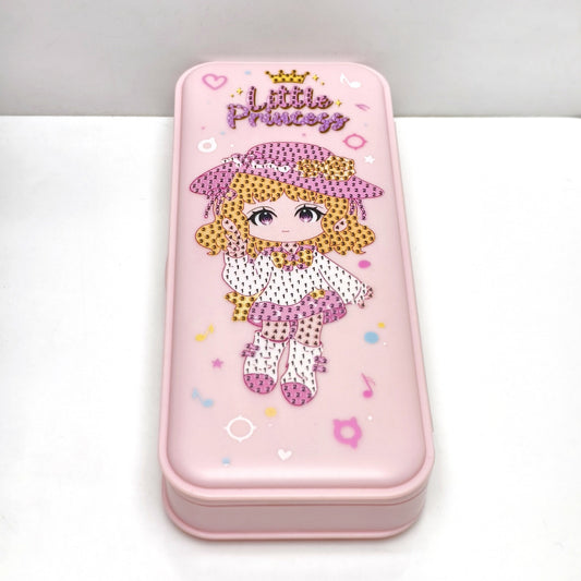 DIY Little Princess Pink Pencil Box Kit with Diamond Art Beads for Girls