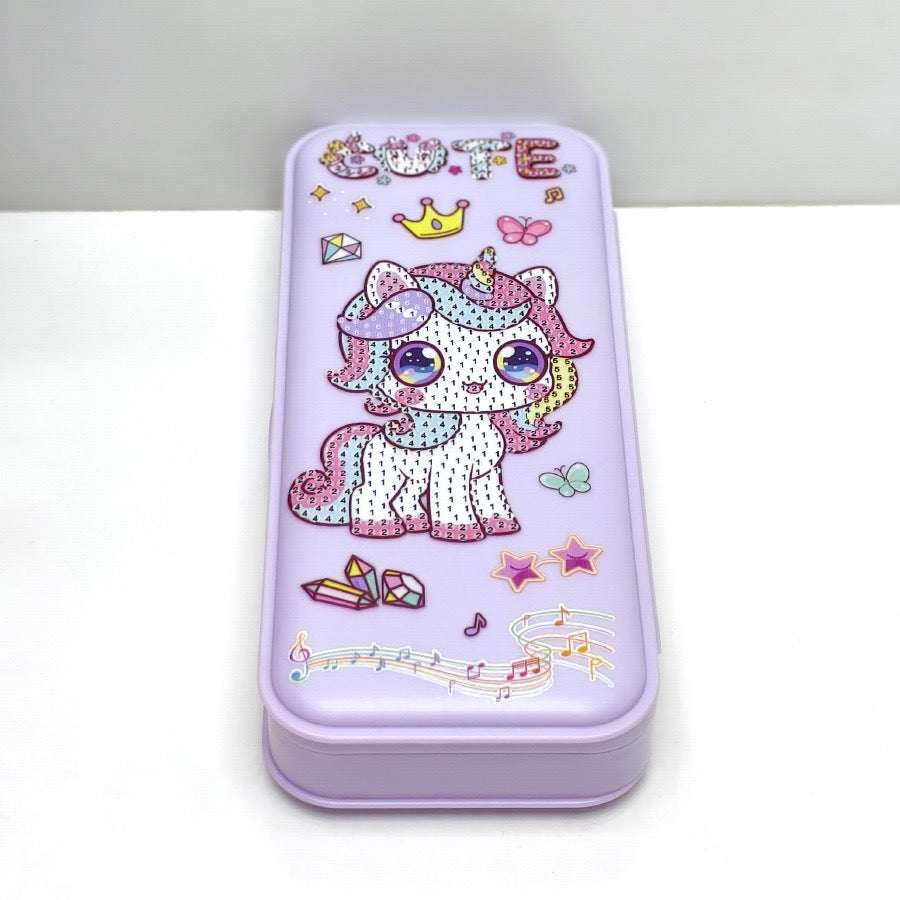 DIY Unicorn Diamond Painting Pencil Box Kit for Kids – Cute Stationery Case for Girls
