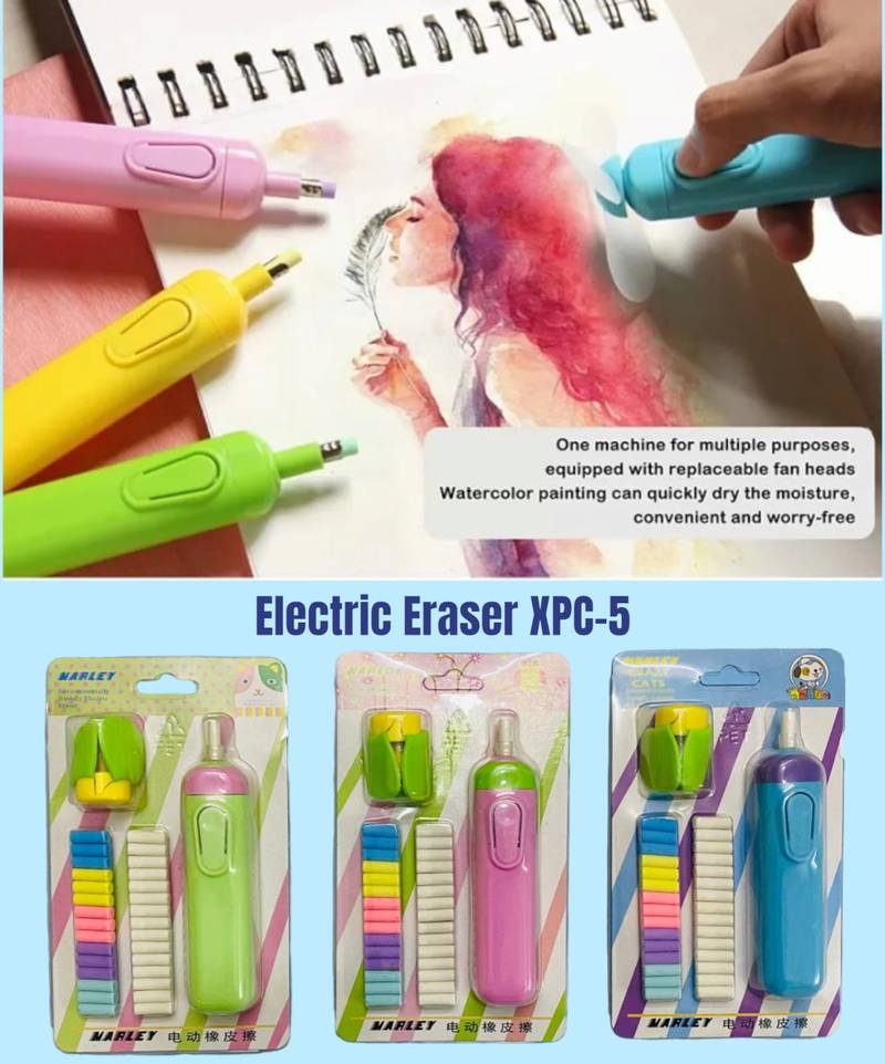 Electric eraser kit with 30 refills and fan attachment