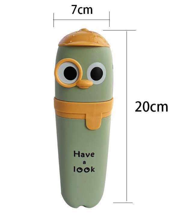 Funny Bird Pencil Pouch for Kids – Standing Pop-Top Storage Case (Green & Yellow) | “Have a Look” Design