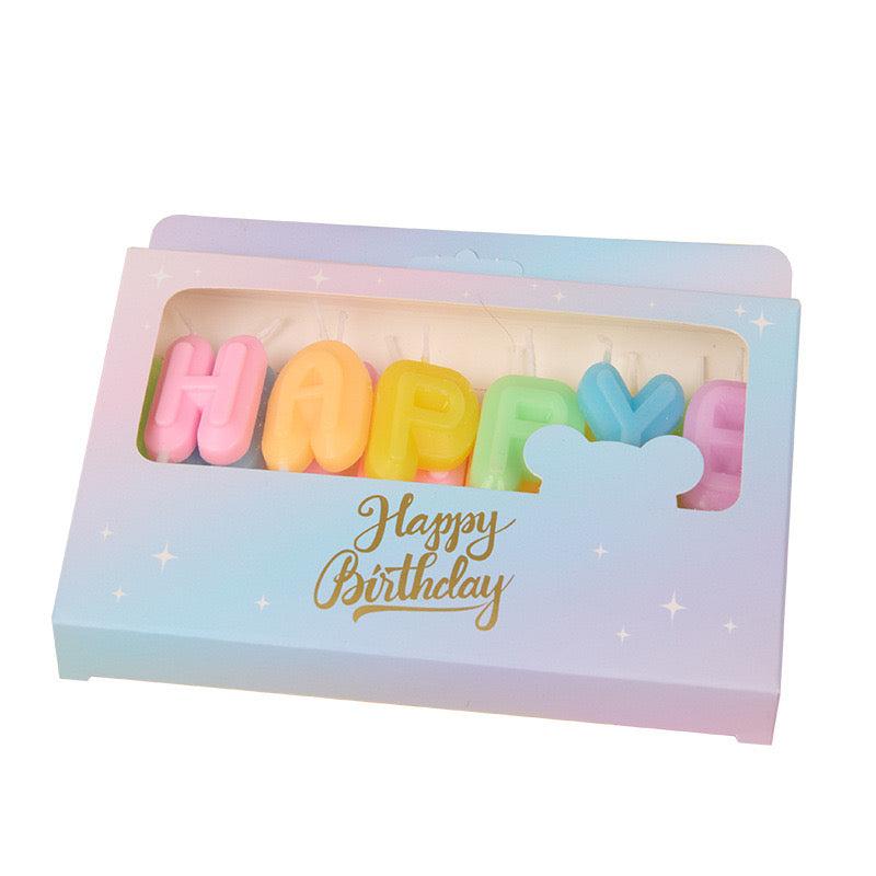 Pastel Happy Birthday Letter Candles – Multicolor Cake Topper Set for Parties