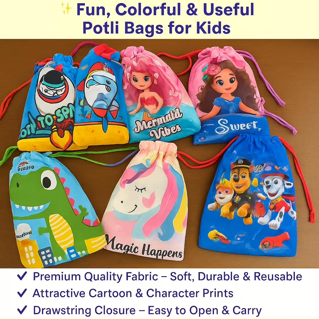 Reusable Drawstring Party Favor Bags for Kids