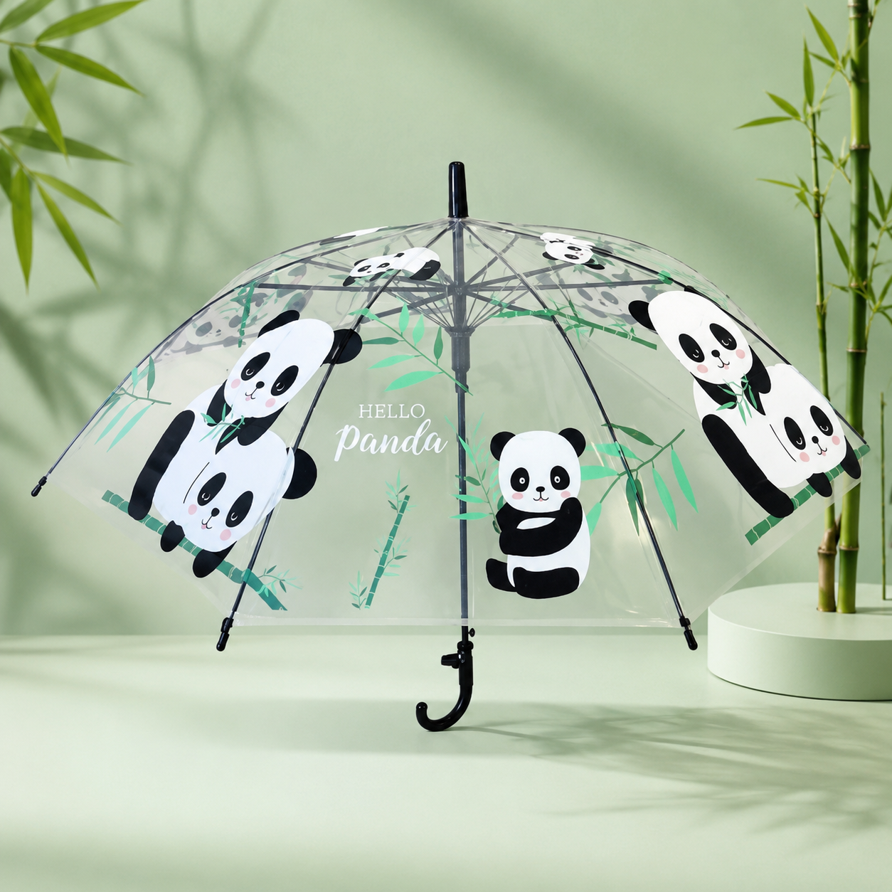 Drool panda cartoon umbrella for kids, cute transparent panda rain umbrella birthday return gift India