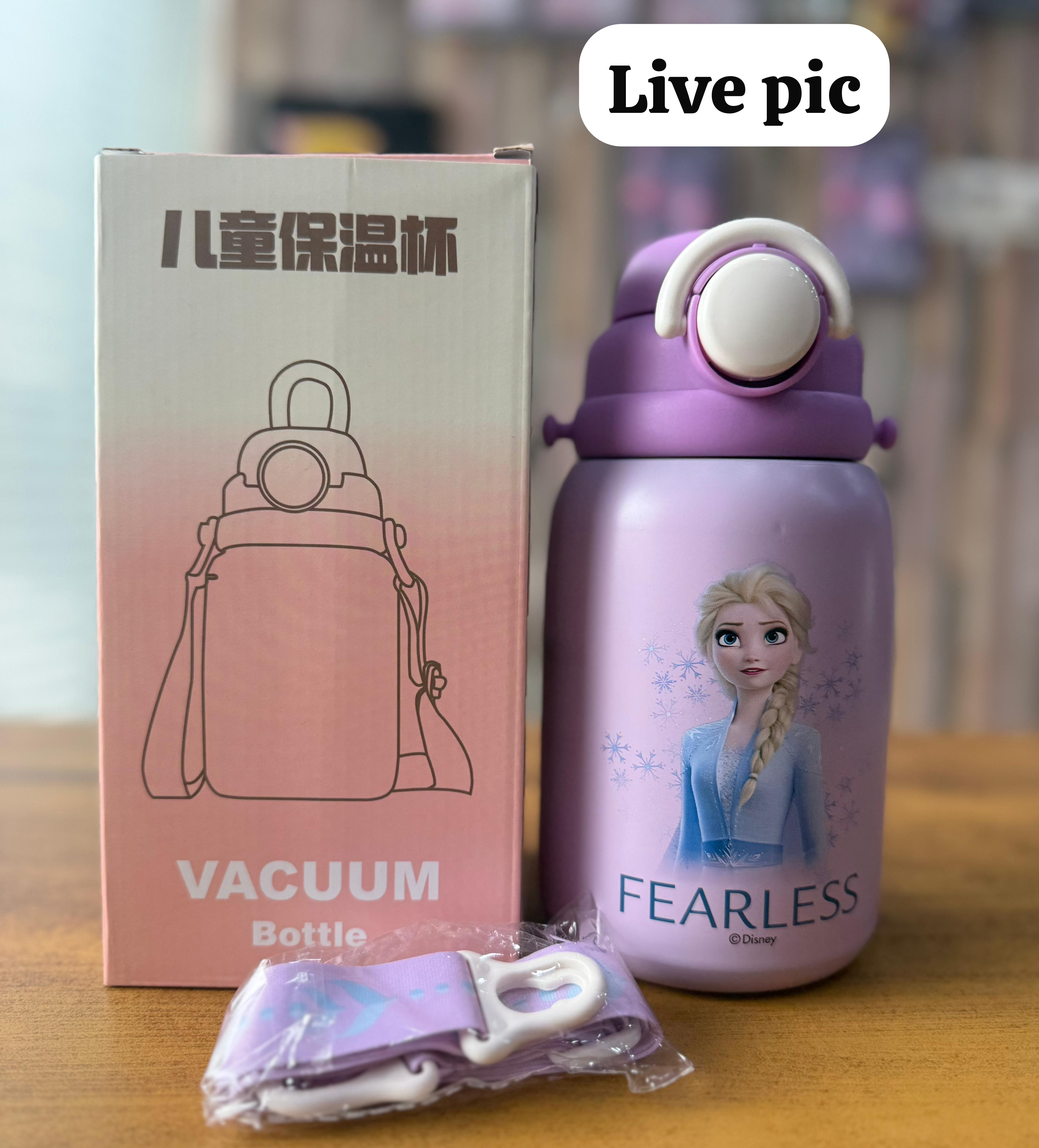 Kids 800ml Vacuum Insulated Water Bottle with Strap – Stainless Steel Thermal Flask for School | Cartoon Character Design