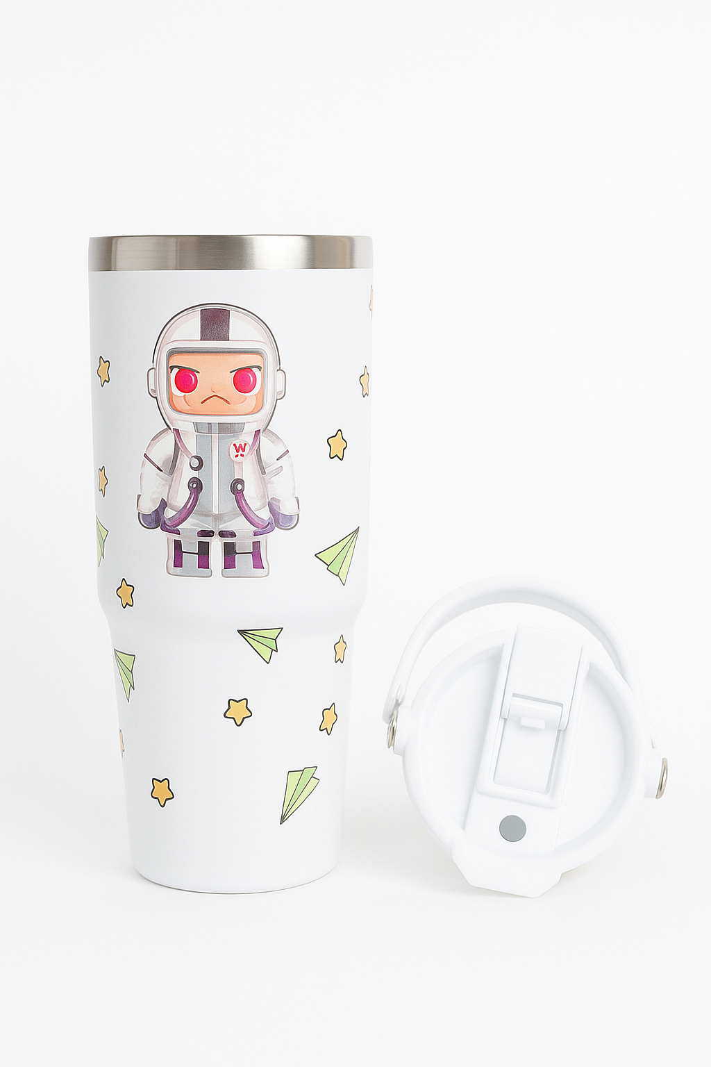 Cute Space Astronaut Stanley-Style Tumbler for Kids – 900ml Travel Mug