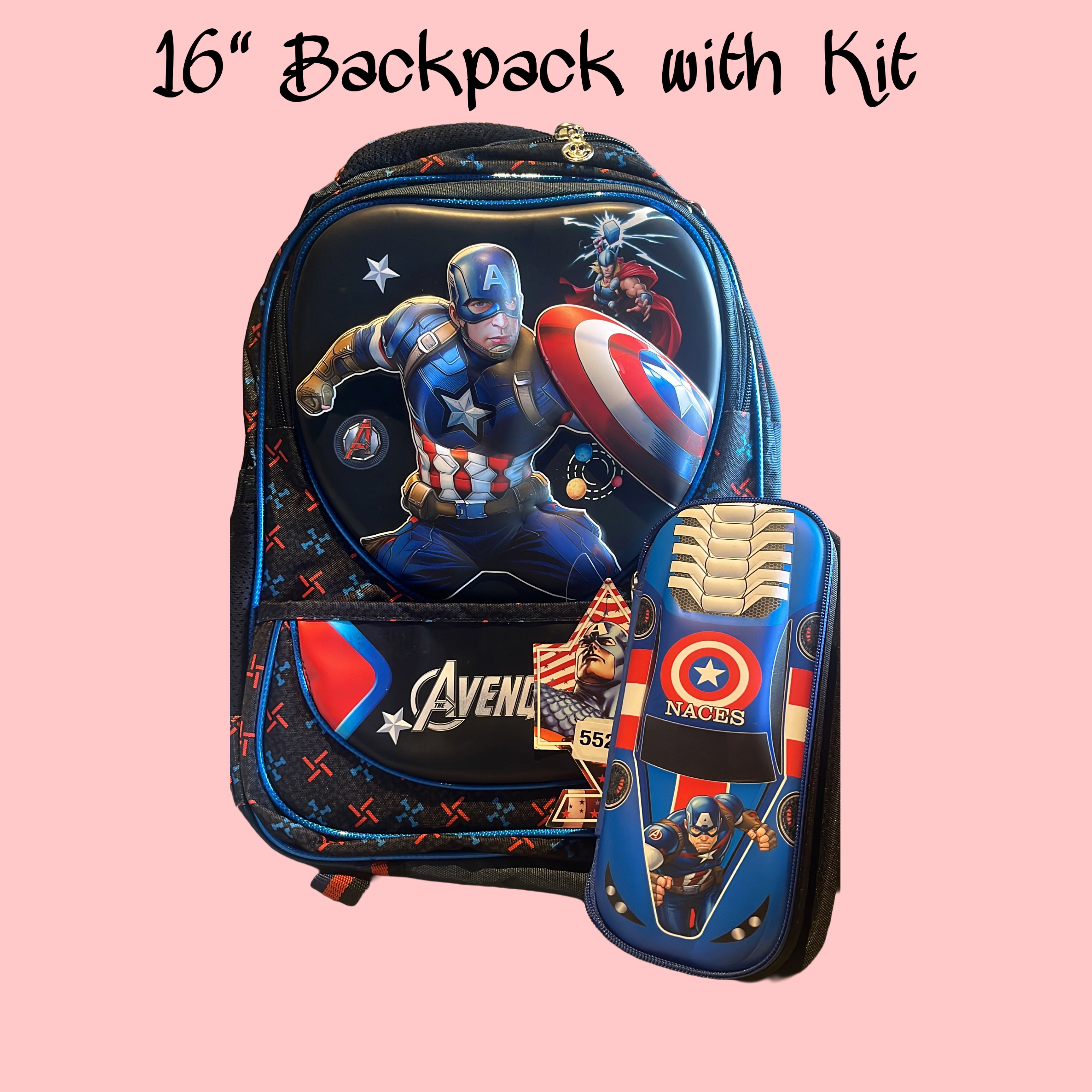 16 inch kids superhero backpack with pencil case combo durable school bag for boys India