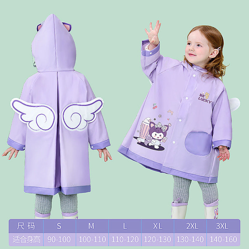 Cute kids unicorn raincoat with hood, cartoon print and pocket