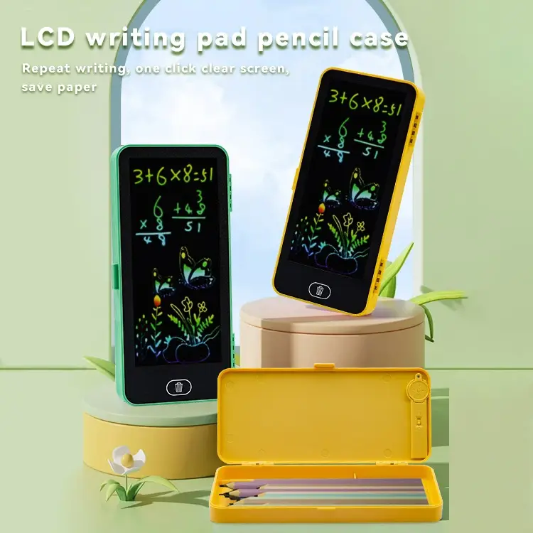 Front view of LCD writing tablet pencil box for kids