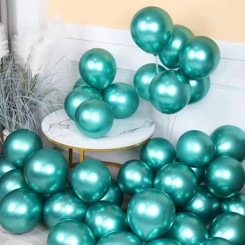 Large Metallic Green Balloons for Decoration - Pack of 50