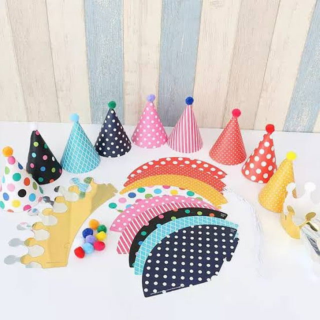 11 PCS Kids Birthday Party Hats Set for Boys & Girls | Colorful Cone Caps & Crown Hats | Birthday Party Decoration Accessories | Return Gift Party Wear Caps